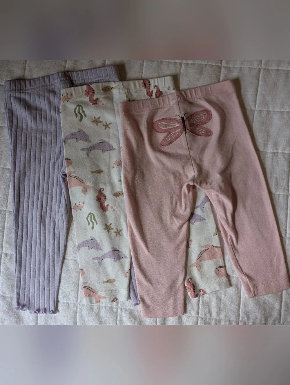 Carter's Pastel Pink, Cream & Lavender Baby Leggings Trio